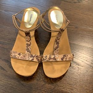 Snake skin print wedge sandals